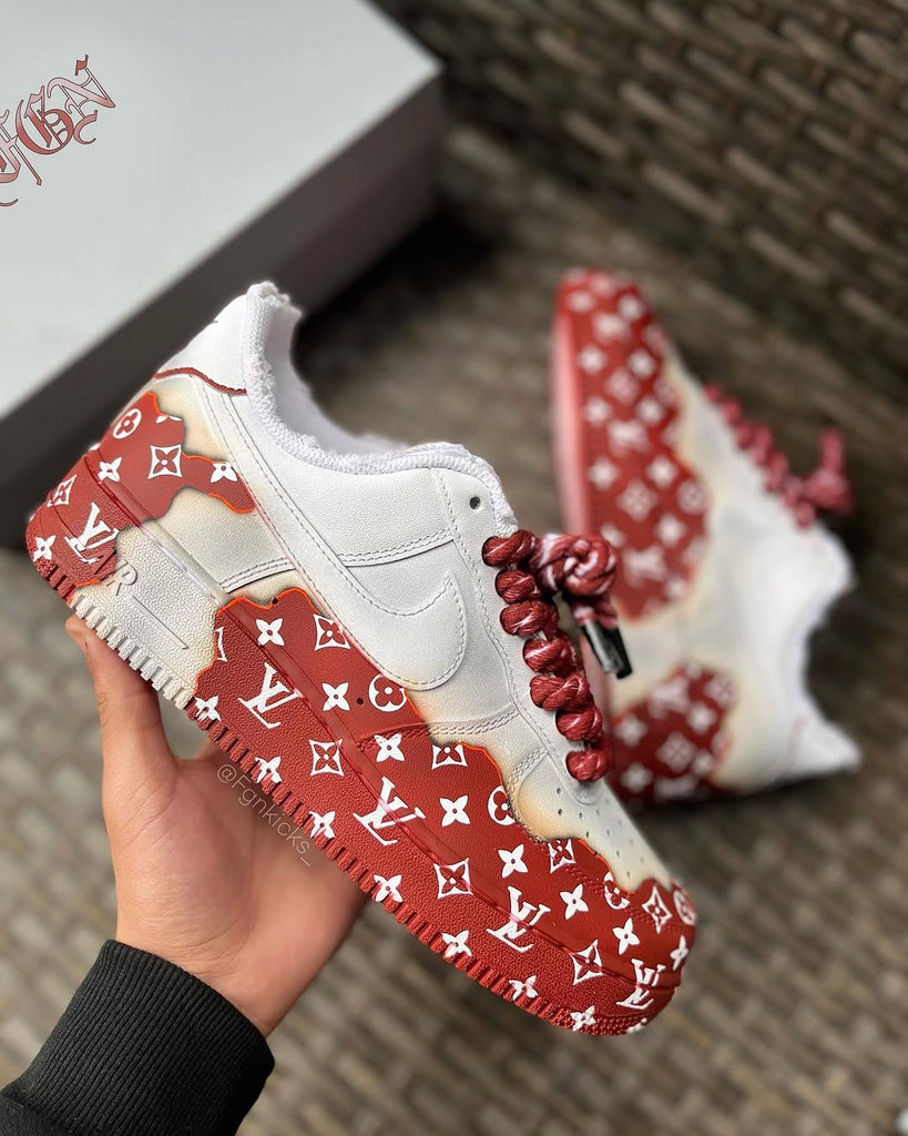 Hand Painted Burgundy Custom Air Force 1 Sneakers