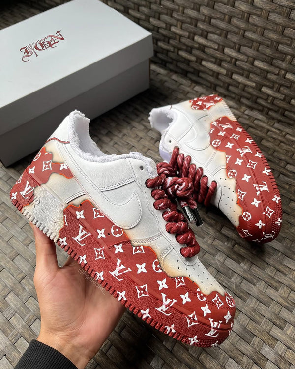 Hand Painted Burgundy Custom Air Force 1 Sneakers-oicustom