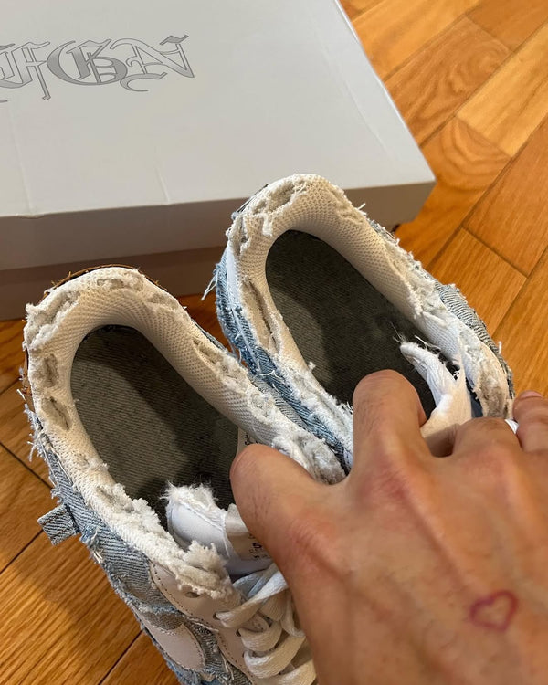Handmade Distressed Denim Custom Air Force 1 Sneakers-oicustom