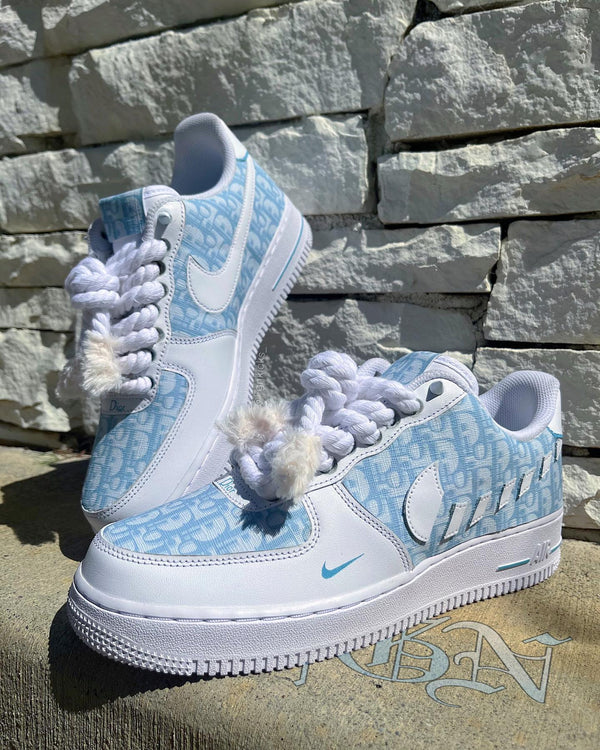 Hand Painted Light Blue Custom Air Force 1 Sneakers-oicustom