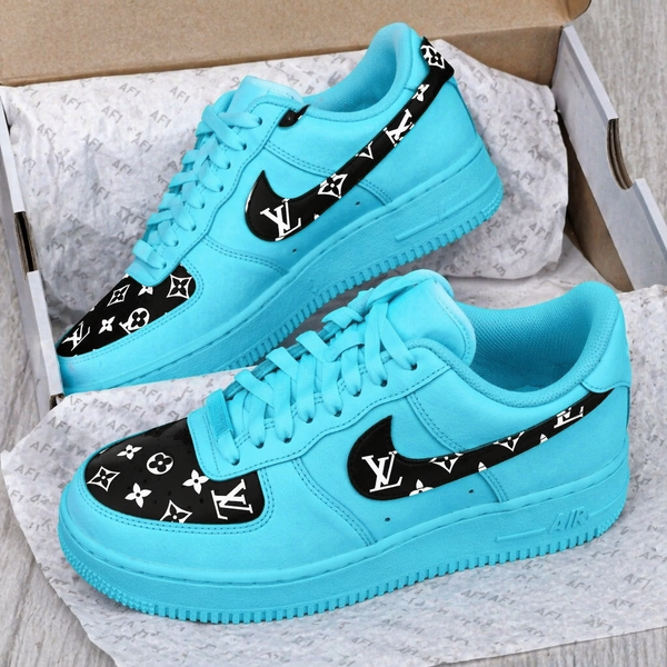Hand Painted Turquoise Custom Air Force 1 Sneakers-oicustom