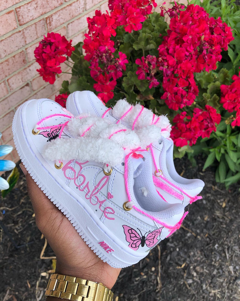 Hand Painted Pink Butterfly Custom Air Force 1 Sneakers-oicustom