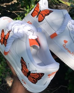 Hand Painted Orange Butterfly Custom Air Force 1 Sneakers-oicustom