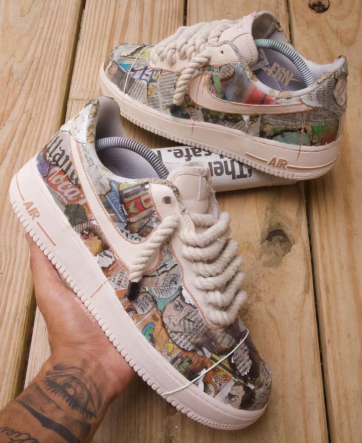 Hand Painted Custom Comic Newspaper Air Force 1 Sneakers-oicustom