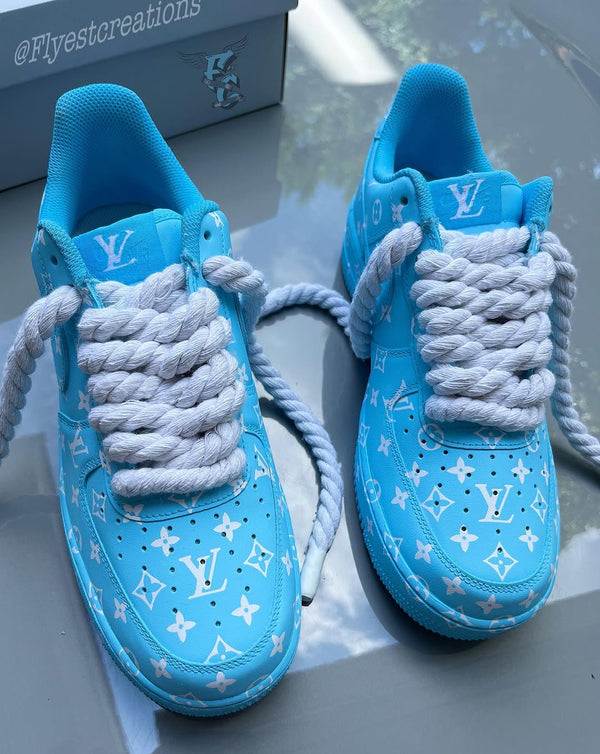 Hand Painted Light Blue Custom Air Force 1 Sneakers-oicustom