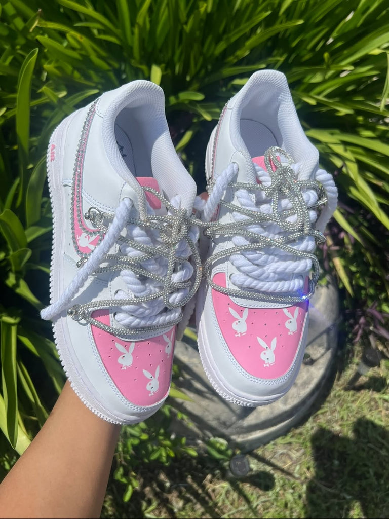 Custom Pink Rhinestone Hand Painted Air Force 1 Sneakers