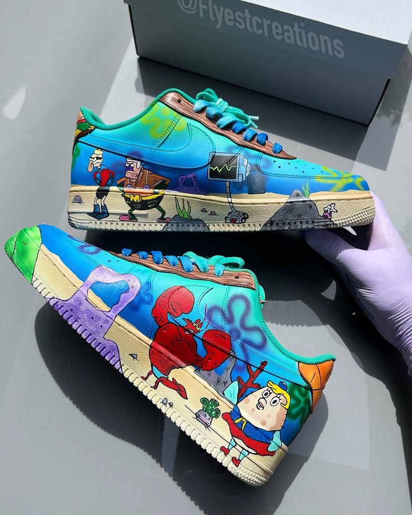 Hand Painted SpongeBob Custom Air Force 1 Sneakers-oicustom