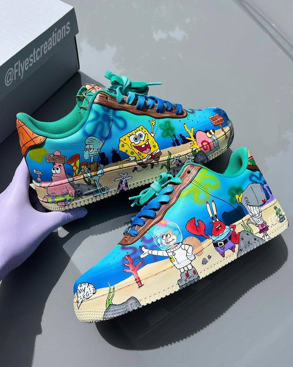 Hand Painted SpongeBob Custom Air Force 1 Sneakers-oicustom