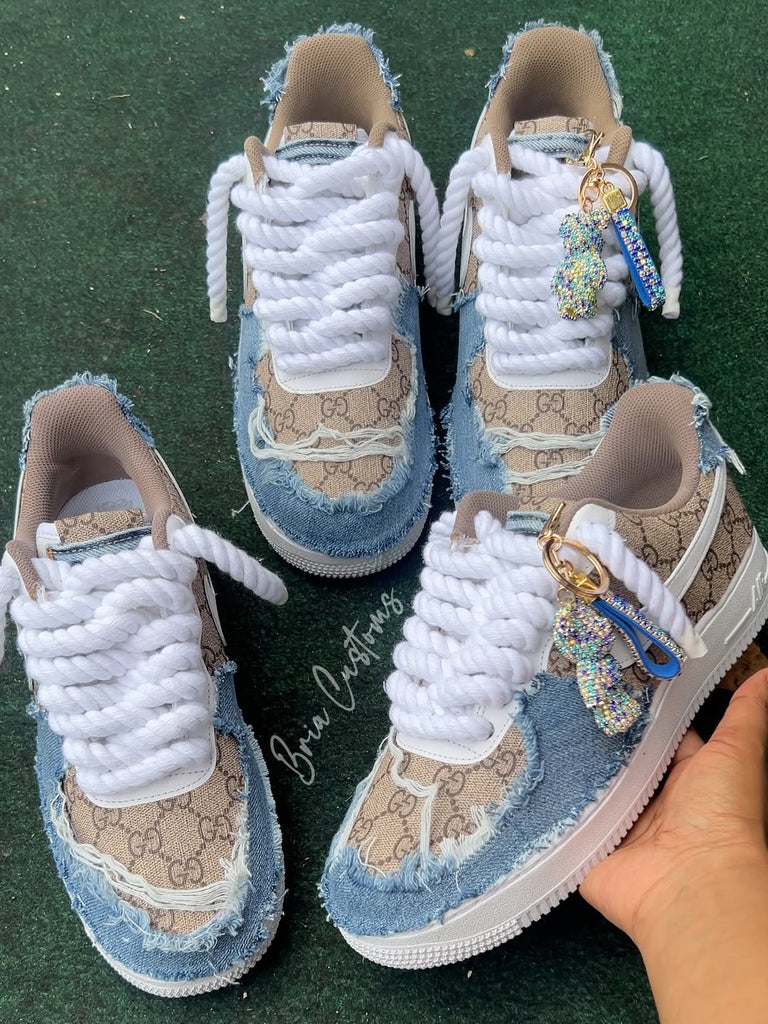 Handmade Custom Air Force 1 Thick Rope Lace Sneakers