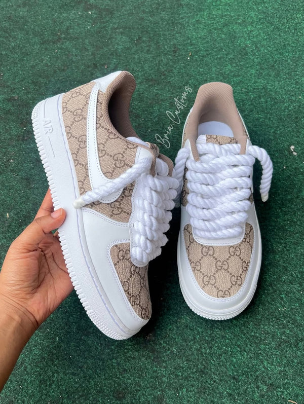 Handmade Custom Air Force 1 Thick Rope Lace Sneakers-oicustom