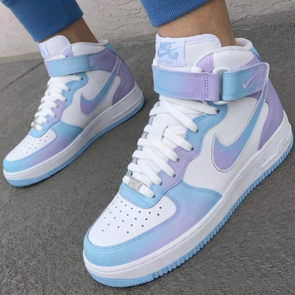 Custom AF 1s Shoes Baby Blue and Lilac-oicustom