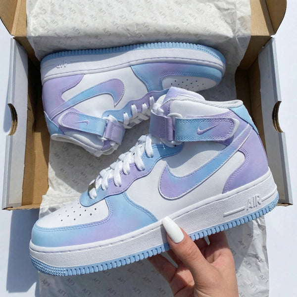 Custom AF 1s Shoes Baby Blue and Lilac-oicustom