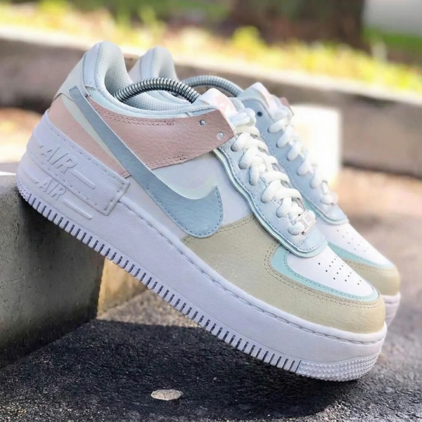 Custom AF 1s Shoes Baby Blue Baby Pink Beige-oicustom