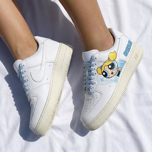Custom AF 1s Shoes Baby Blue Baby Pink Powerpuff Girls Cartoons-oicustom