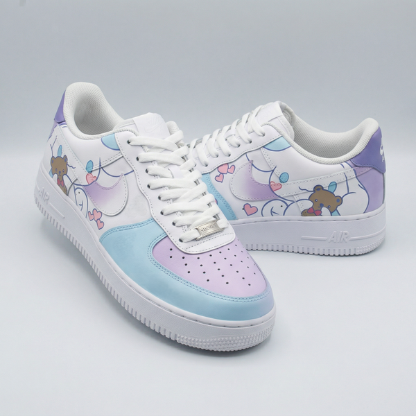 Custom AF 1s Shoes Baby Blue Baby Pink Teddy Bears Hearts Cinnamoroll-oicustom