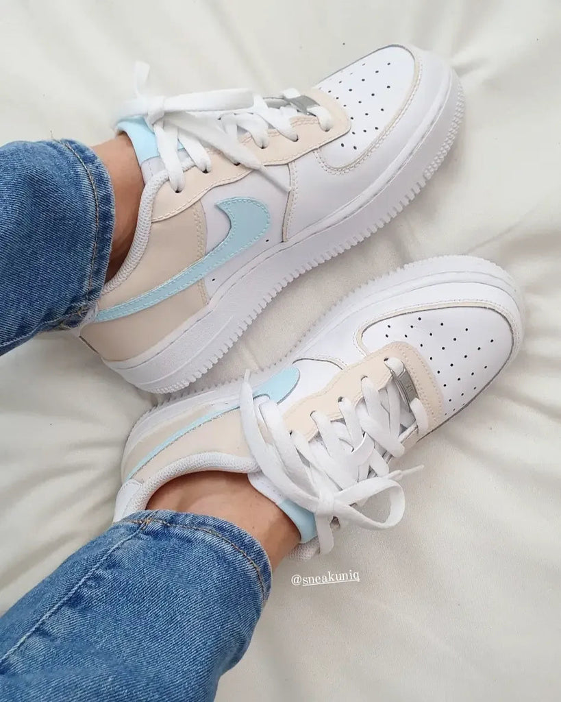 Custom AF 1s Shoes Baby Blue Blush Design-oicustom