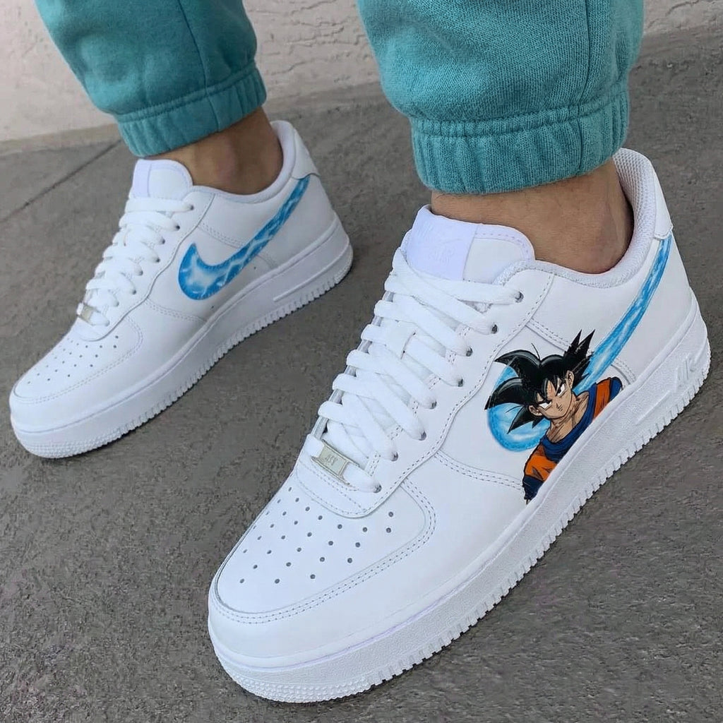 Custom AF 1s Shoes Baby Blue Orange Dragon Ball Goku Character-oicustom