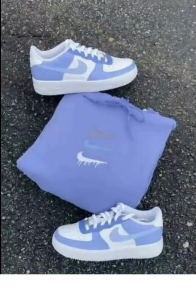 Custom AF 1s Shoes Baby Blue White Design-oicustom