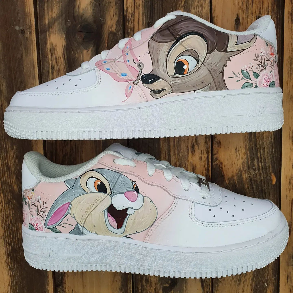Custom AF 1s Shoes Baby Pink Cartoon Animal Pattern-oicustom