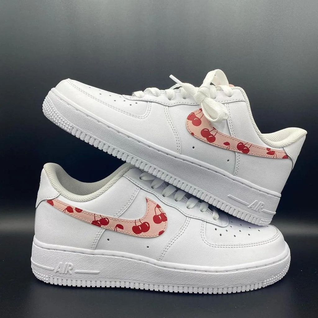 Custom AF 1s Shoes Baby Pink Cherry Motif-oicustom
