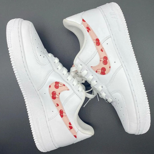 Custom AF 1s Shoes Baby Pink Cherry Motif-oicustom