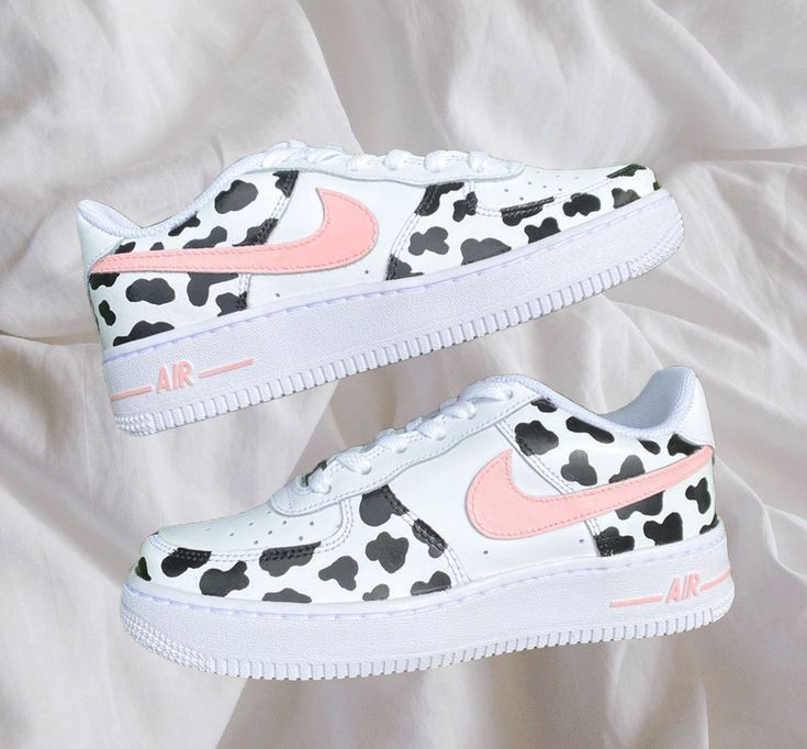 Custom AF 1s Shoes Baby Pink Cow Print-oicustom
