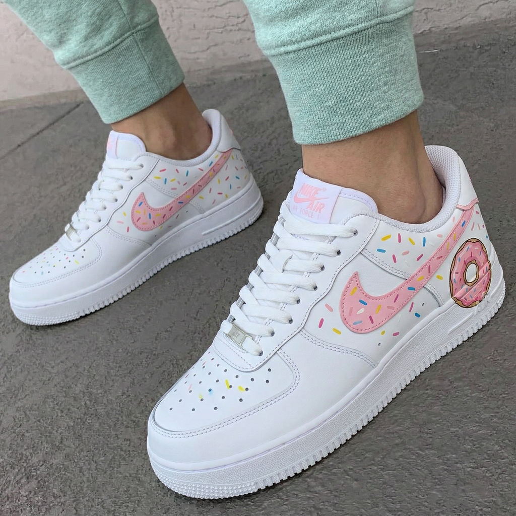 Custom AF 1s Shoes Baby Pink Donut Sprinkles-oicustom