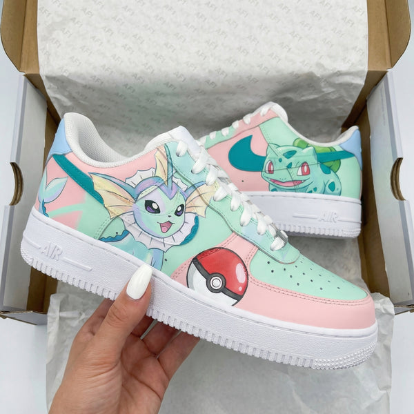 Custom AF 1s Shoes Baby Pink Mint Green Pokemon Design-oicustom