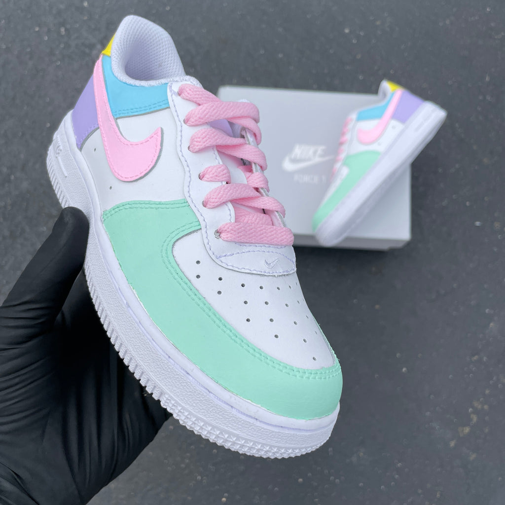 Custom AF 1s Shoes Baby Pink Mint Multicolor Design-oicustom