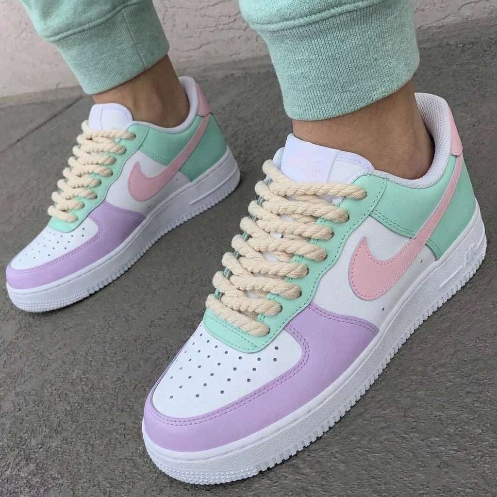 Custom AF 1s Shoes Baby Pink Mint Purple-oicustom