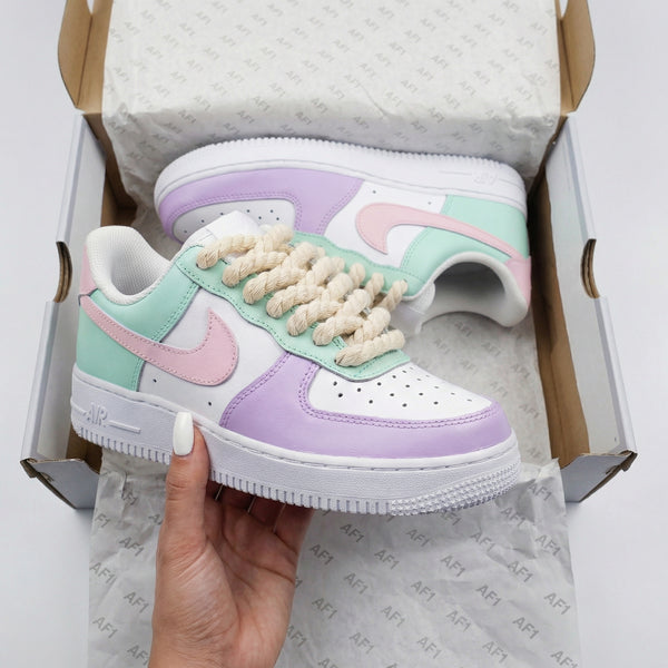 Custom AF 1s Shoes Baby Pink Mint Purple-oicustom