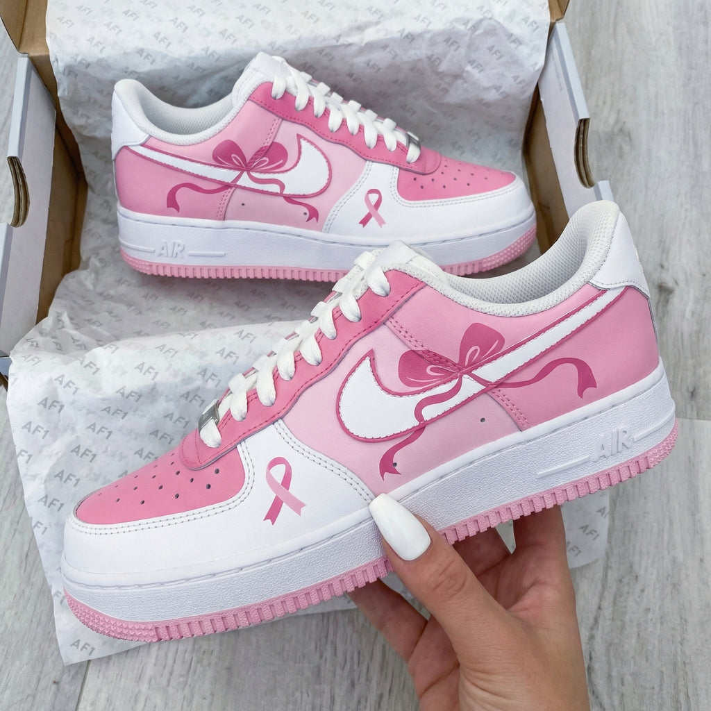 Custom AF 1s Shoes Baby Pink Pink Bows Pink Ribbons-oicustom