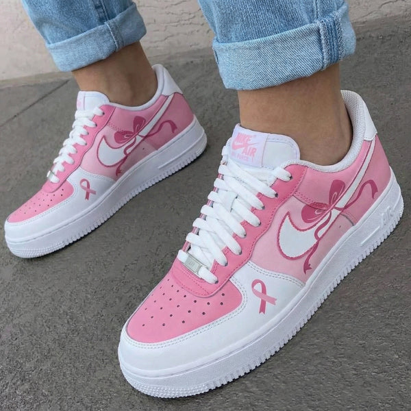 Custom AF 1s Shoes Baby Pink Pink Bows Pink Ribbons-oicustom