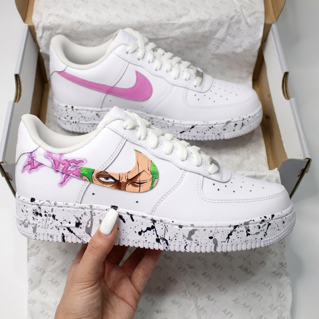 Custom AF 1s Shoes Baby Pink Purple Splatter Cartoon One Piece-oicustom
