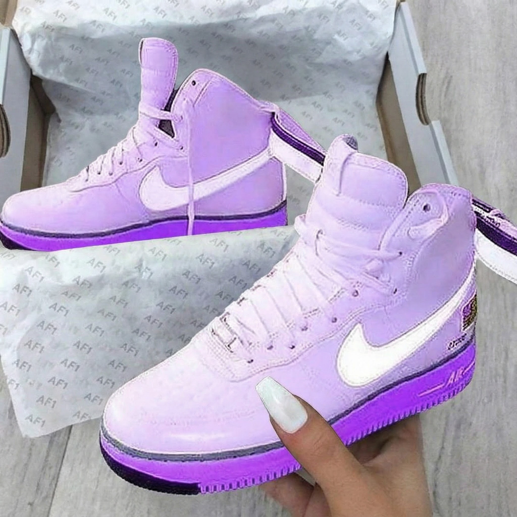 Custom AF 1s Shoes Baby Pink Purple Trim-oicustom