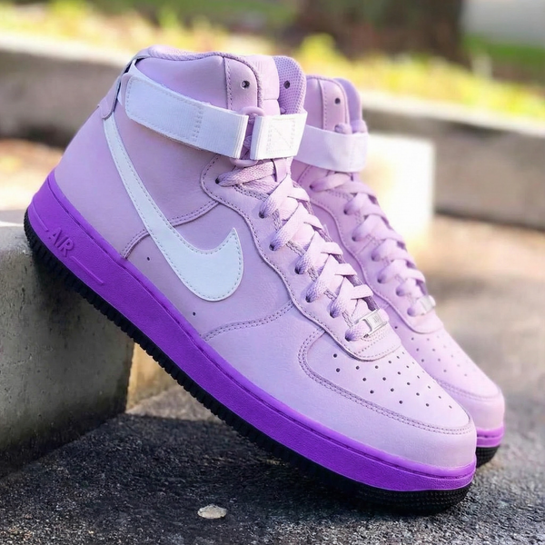Custom AF 1s Shoes Baby Pink Purple Trim-oicustom