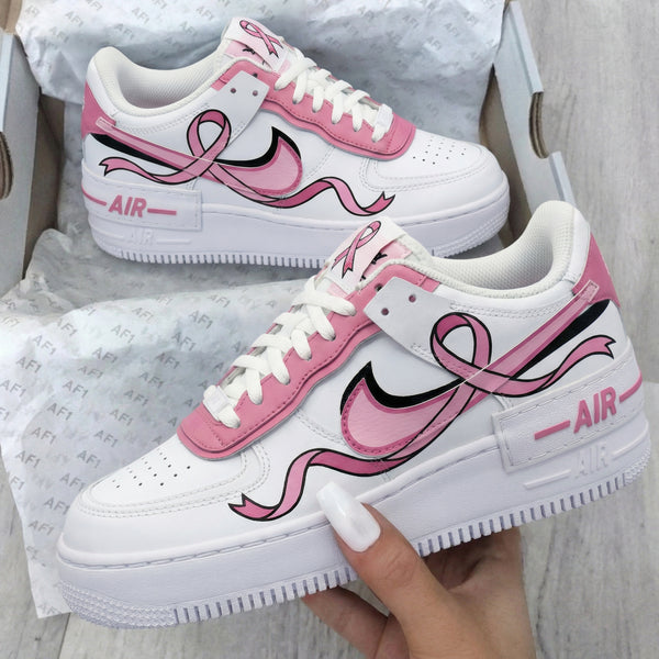 Custom AF 1s Shoes Baby Pink Ribbon Design-oicustom