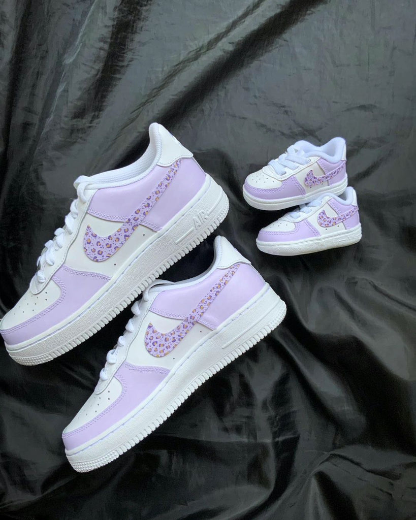 Custom AF 1s Shoes Baby Pink White Leopard Print-oicustom