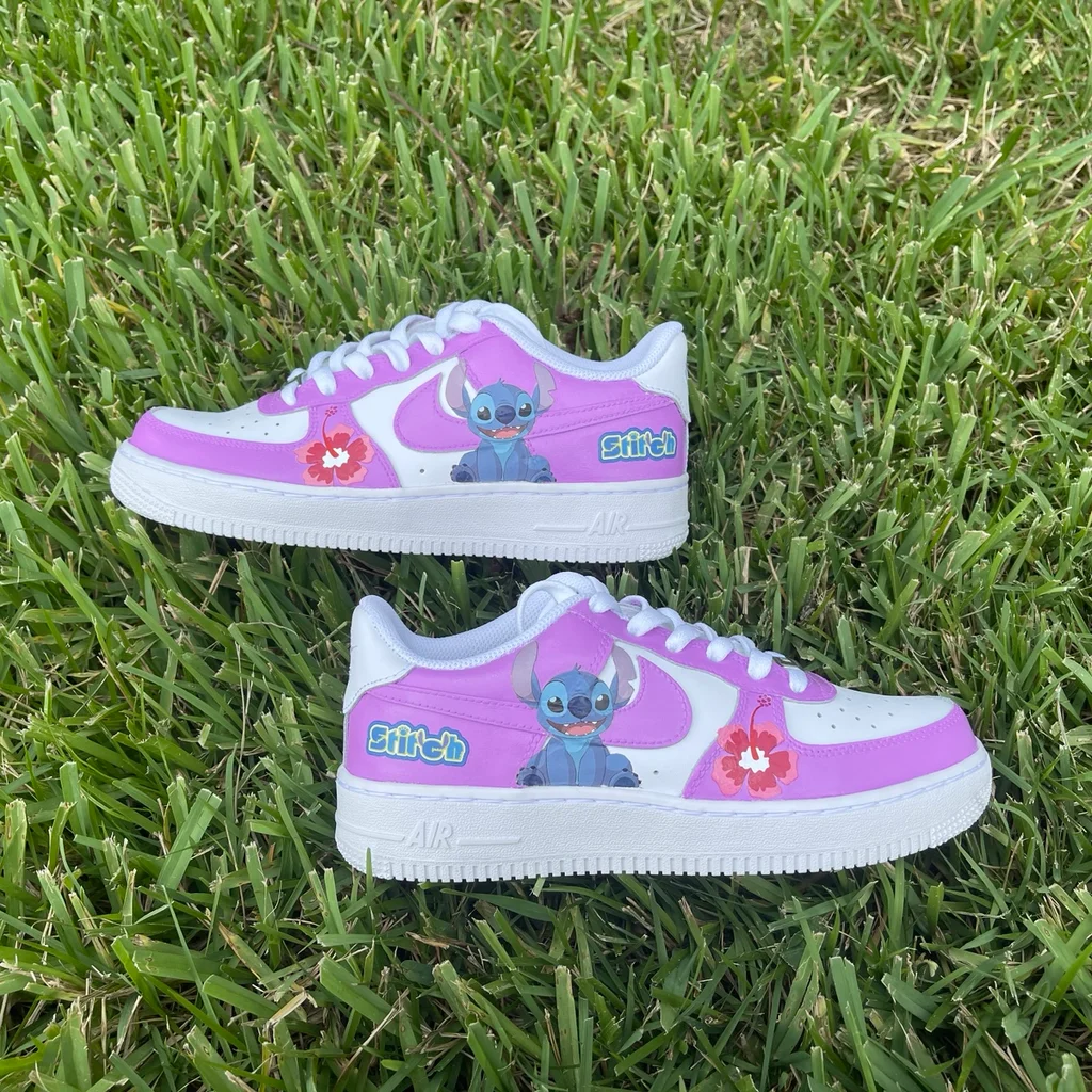 Custom AF 1s Shoes Baby Pink White Stitch Theme-oicustom