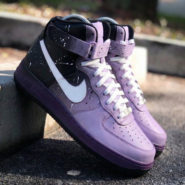 Custom AF 1s Shoes Baby Purple Black Splatter Design-oicustom