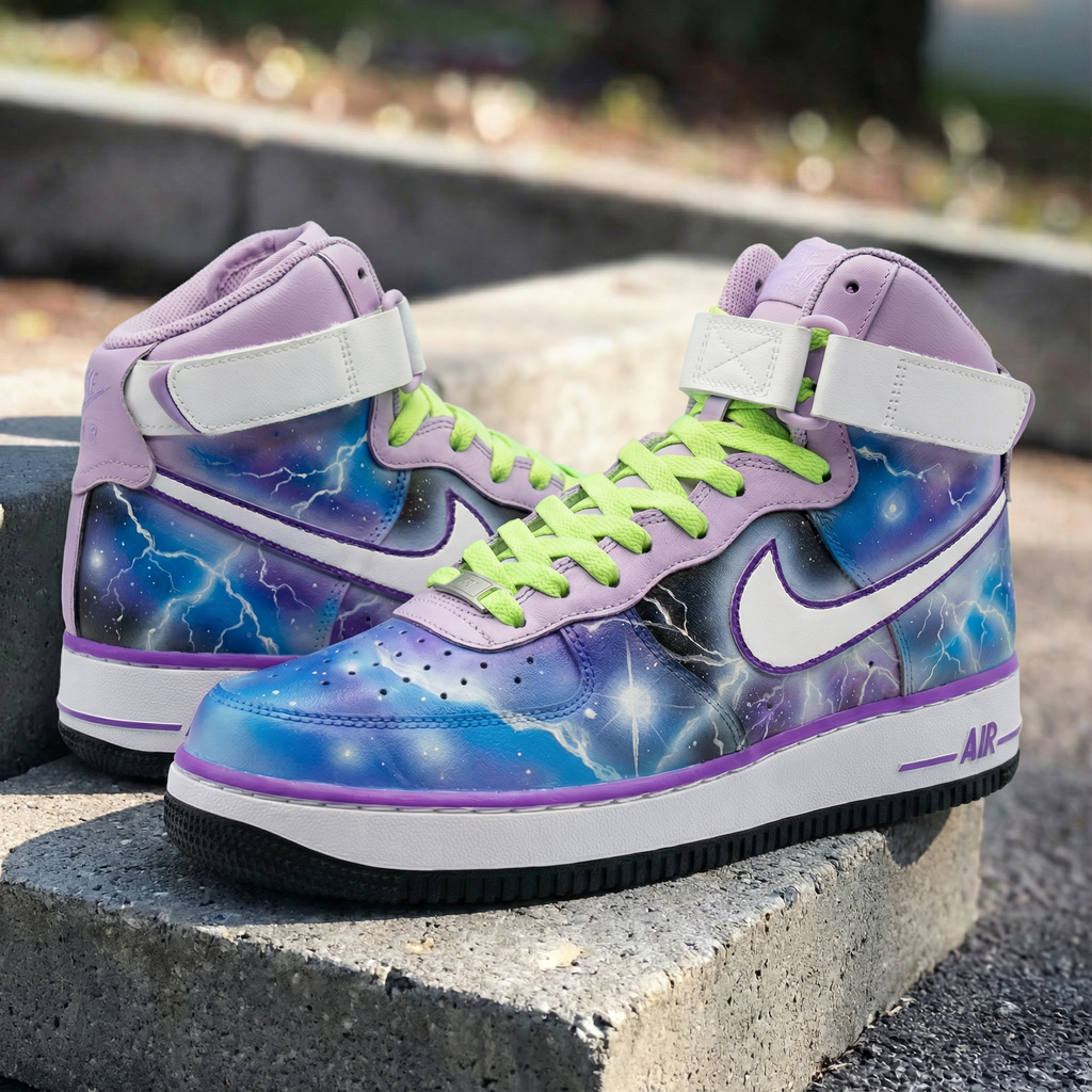 Custom AF 1s Shoes Baby Purple Blue Galaxy Pattern-oicustom