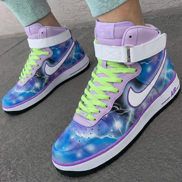 Custom AF 1s Shoes Baby Purple Blue Galaxy Pattern-oicustom