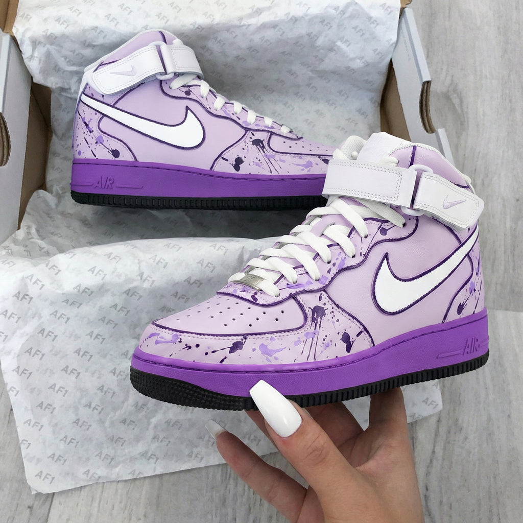 Custom AF 1s Shoes Baby Purple Splash Pattern-oicustom