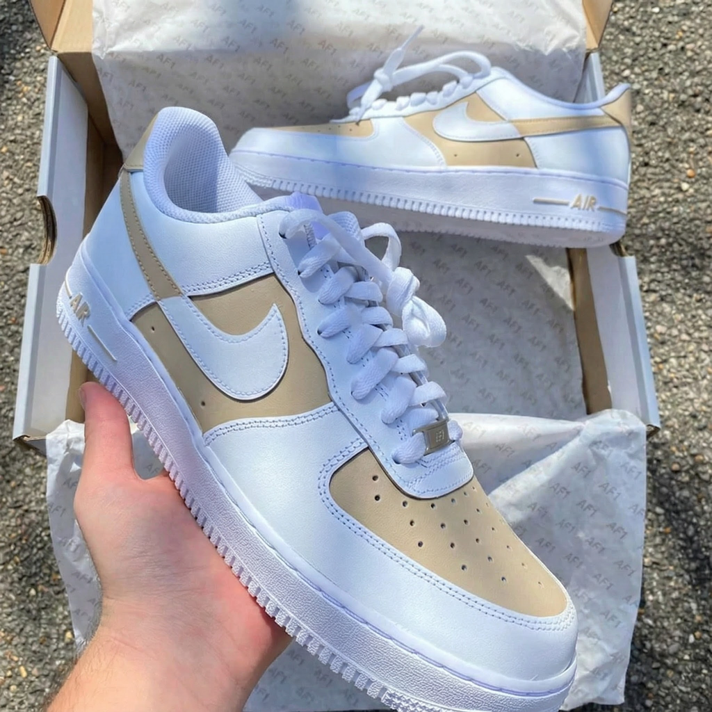 Custom AF 1s Shoes Beige Accents-oicustom