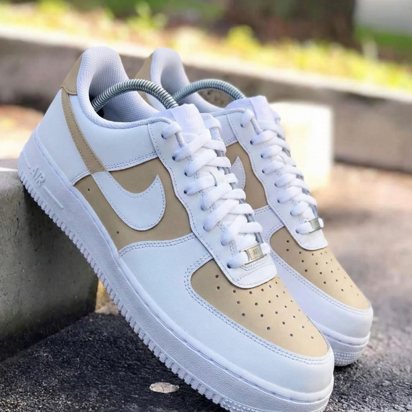 Custom AF 1s Shoes Beige Accents-oicustom