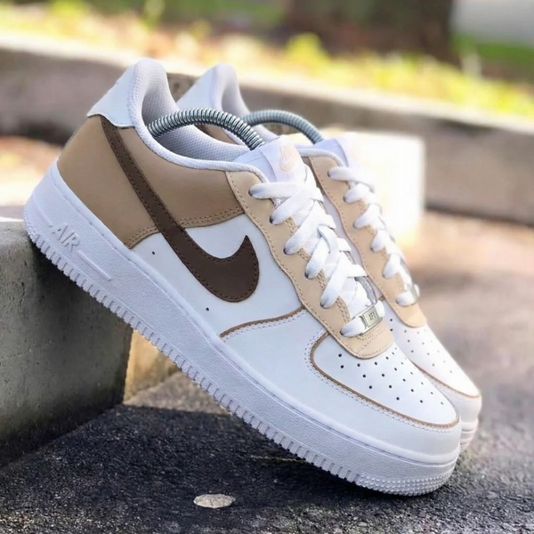 Custom AF 1s Shoes Beige Brown-oicustom