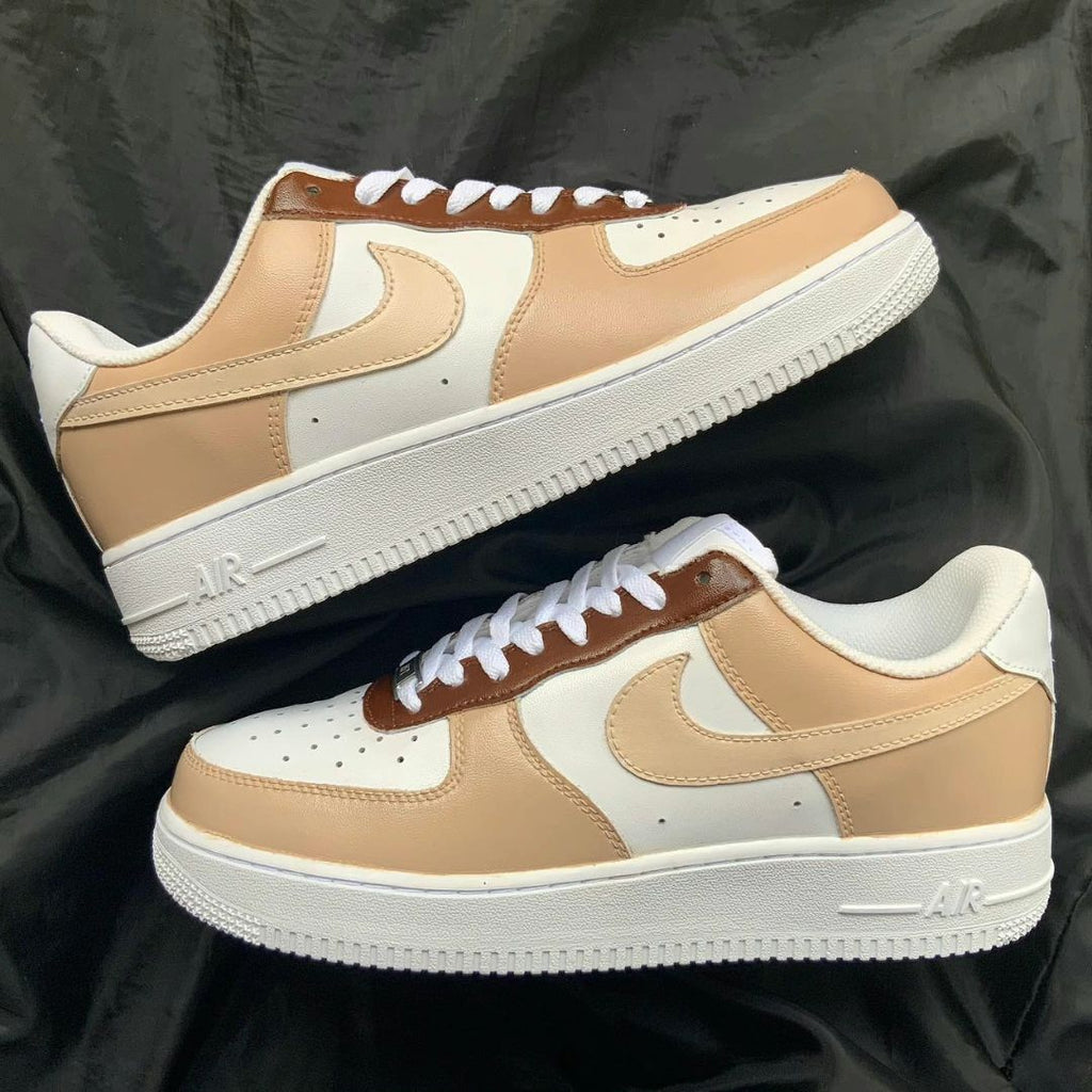 Custom AF 1s Shoes Beige Brown Design-oicustom