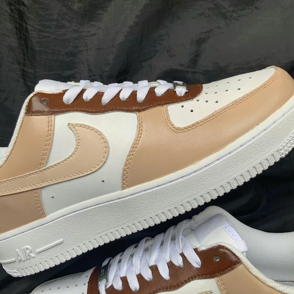 Custom AF 1s Shoes Beige Brown Design-oicustom