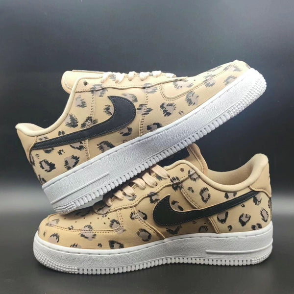 Custom AF 1s Shoes Beige Leopard Print-oicustom