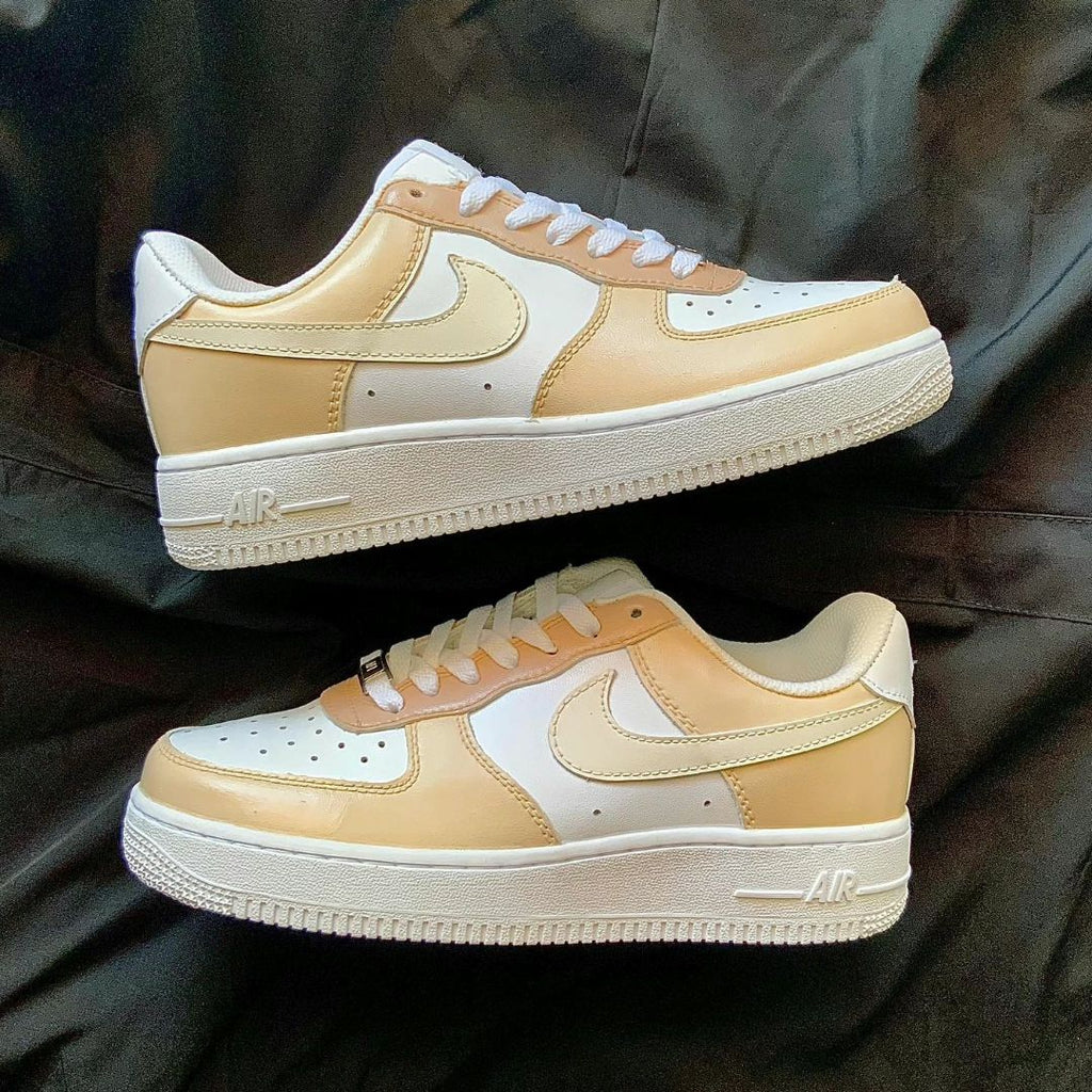 Custom AF 1s Shoes Beige White Design-oicustom